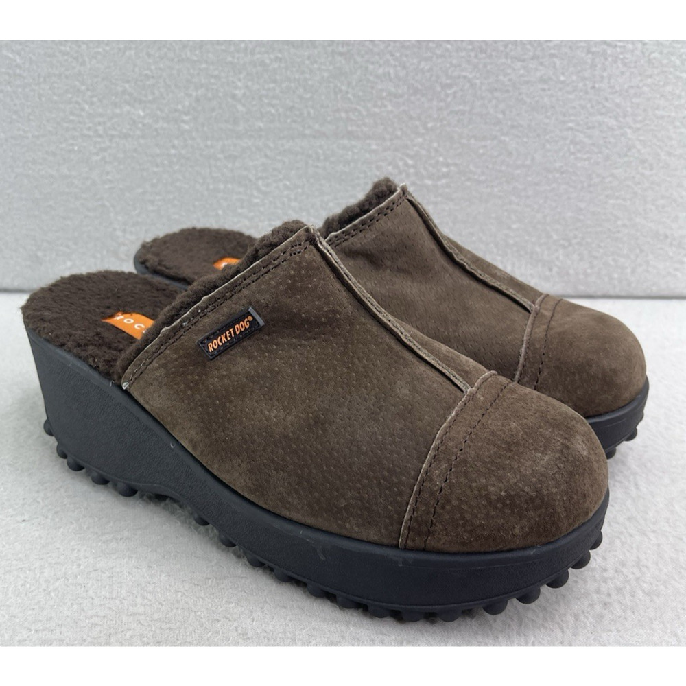 Rocket Dog Fran Suede Clog Wedge Platform Brown Y2K Retro Grunge Size 7.5